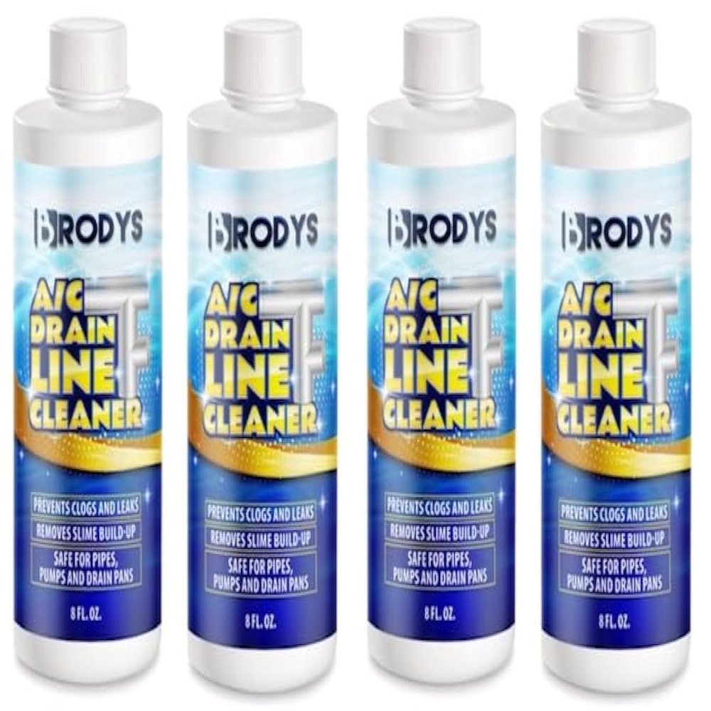 Brodys - A/C HVAC Drain Line Cleaner, Bottle, 2 MONTH SUPPLY, (Great to use at home, in the office, at restaurants and large commercial buildings) (8oz, 4, Count)