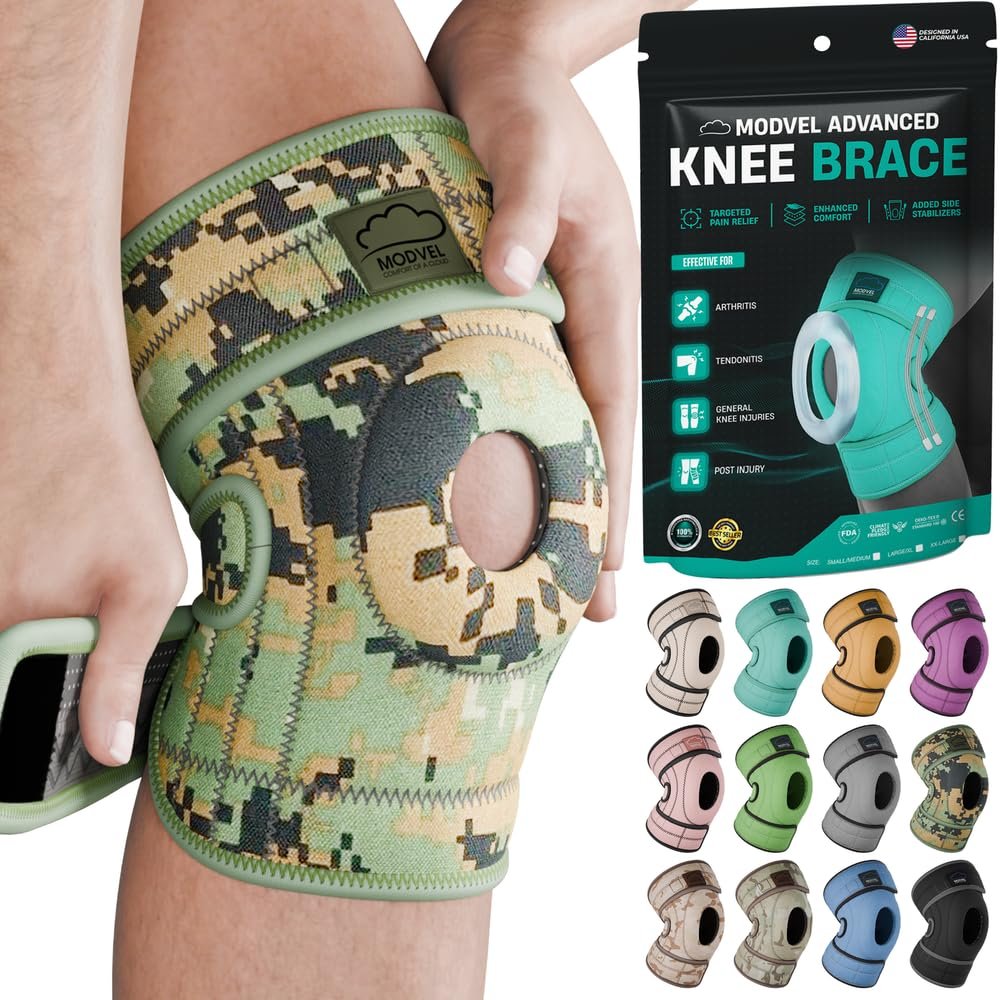Modvel ELITE Knee Brace With Side Stabilizers & Patella Gel Pads for Maximum Knee Pain Support and Fast Recovery for Men and Women, Knee Pad for Running, Workout, Arthritis, Joint Recovery