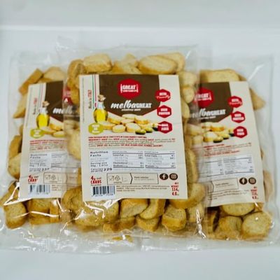 Great Low Carb Company MelbaGreat Olive Oil Flavor, Melba toast, crouton shape 4oz Keto, Low carb, High Protein. 4 Net Carbs, 19g Protein (3 pack)