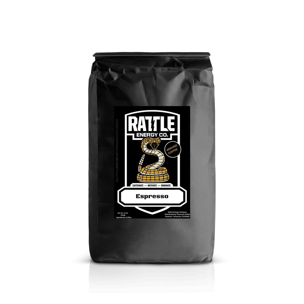 Rattle Energy Co. Coffee Bean Espresso - Bean Blend Ground Coffee: Rich & Intense Espresso Roast Coffee For Everyday, Quality Arabica Beans Coffee Blend - 12 oz