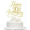 Bekaterea Golden Glitter Happy 20th Anniversary Cake Toppers - Wedding & Company Anniversary Party Decorations, Birthday Party Decorations Supplies view 2