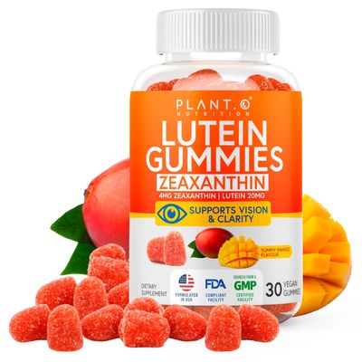 Lutein & Zeaxanthin Gummies - Delicious Vegan Eye Health Vitamins Clinically Studied 20mg Lutein and Zeaxanthin for Vision Clarity Dry Eye Relief and Blue Light Support