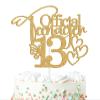 Official Teenager 13 Cake Topper, Butterfly Theme for 13th Birthday Cake Decor, Hello 13, Happy 13th Birthday Party Supplies for Girls, Gold Glitter view 1