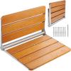 VEVOR Folding Teak Shower Seat, 20.9 x 16'' Unfolded, Wall Mounted Fold Up Shower Bench with 500 lbs Load Capacity, Space Saving Home Care Fold Down Shower Chair, for Seniors Pregnant Women Children view 1