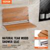 VEVOR Folding Teak Shower Seat, 20.9 x 16'' Unfolded, Wall Mounted Fold Up Shower Bench with 500 lbs Load Capacity, Space Saving Home Care Fold Down Shower Chair, for Seniors Pregnant Women Children view 2