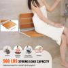 VEVOR Folding Teak Shower Seat, 20.9 x 16'' Unfolded, Wall Mounted Fold Up Shower Bench with 500 lbs Load Capacity, Space Saving Home Care Fold Down Shower Chair, for Seniors Pregnant Women Children view 3