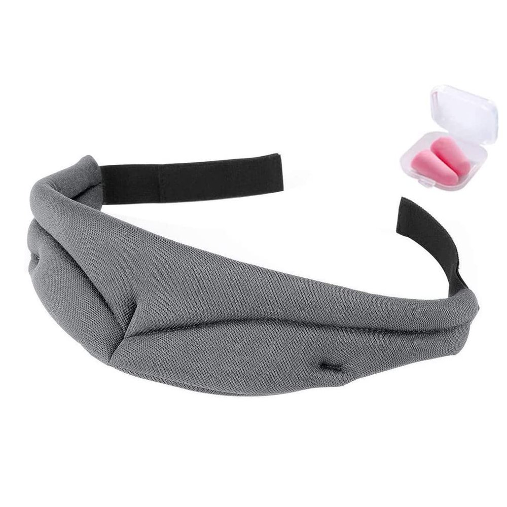3D Memory Foam Travel Nap Night Sleeping Eye Mask - Soft Comfortable Sleep Mask Blindfold Eye Cover Eyeshade with Earplugs for Kids Men Women