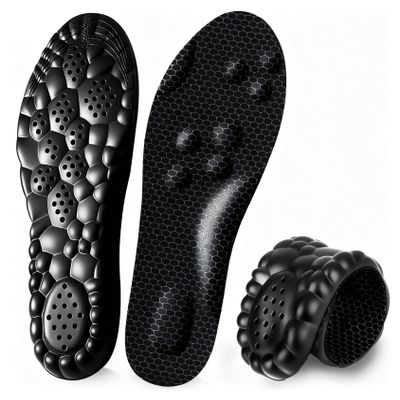 4D Cloud Insoles for Men and Women, Arch Support Insoles, Memory Foam Insoles, Shock Absorption and Cushioning Sports Shoe Insoles for Foot & Joint Support (Graphene Black, L Men 8-9 / Women 9-10)