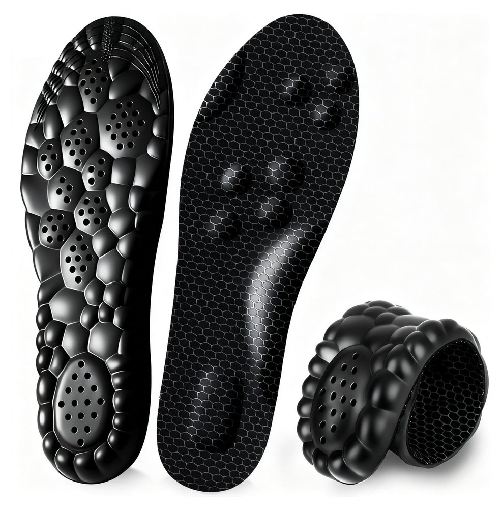 4D Cloud Insoles for Men and Women, Arch Support Insoles, Memory Foam Insoles, Shock Absorption and Cushioning Sports Shoe Insoles for Foot & Joint Support (X Men 9-10 | Women 10-11, Graphene Black)