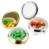 2Pcs Pill Box Small Pill Case for Purse or Pocket, Portable Cute Pill Container Metal Pill Box Decorative Medicine, Vitamin, Fish Oil and Supplements Holder Organizer (Silver&Gold) view 3