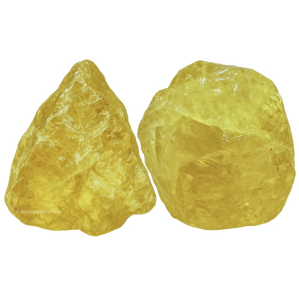 Amazing Gemstone 2 Pieces Lemon Quartz Raw Crystals and Healing Stones, Natural Rocks for Tumbling and DIY Raw Stones and Crystals