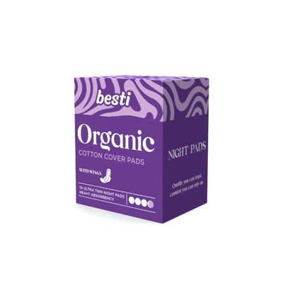 Besti 100% Organic Cotton Overnight Pads (10 Count)
