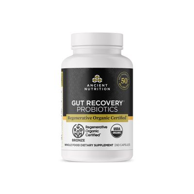 Ancient Nutrition Regenerative Organic Certified Probiotics for Gut Recovery, Probiotics Gut Recovery, for Healthy Digestion and Immune System Function Support, 50 Billion CFUs* Per Serving, 60 Count