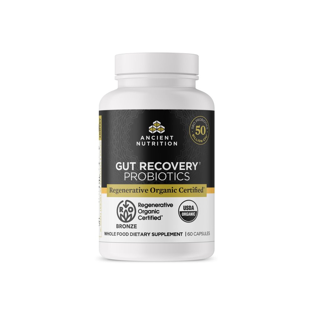 Ancient Nutrition Regenerative Organic Certified Probiotics for Gut Recovery, Probiotics Gut Recovery, for Healthy Digestion and Immune System Function Support, 50 Billion CFUs* Per Serving, 60 Count
