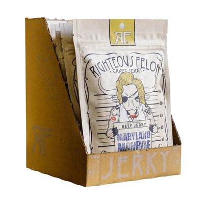 Righteous Felon Beef Jerky - Maryland Monroe Flavor - All-Natural Jerky - Locally Sourced & Dried Beef Jerky - Low-Sugar, High-Protein, Healthy Snacks - 2 Ounces 8 Pack