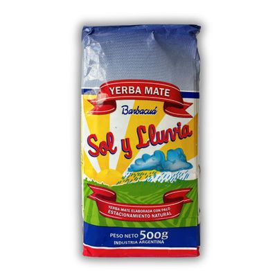 Yerba Mate Sol y Lluvia | Traditionally Barbacu Processed | Smoky Flavor | 8 x 1.1 lb/500g each | (Pack of 8)