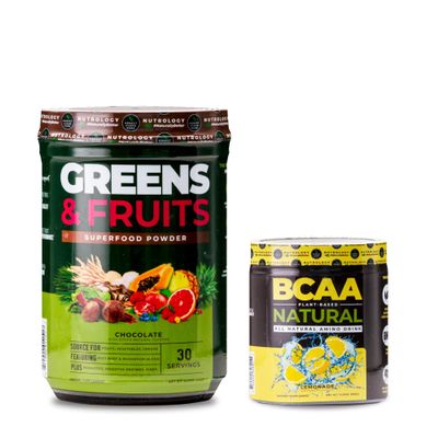 Nutrology Greens & Fruits Powder-Naturally Sourced Superfood, Chocolate (30 Servings) BCAA Natural, Plant Based BCAA Powder, Lemonade Flavor (30 Servings)