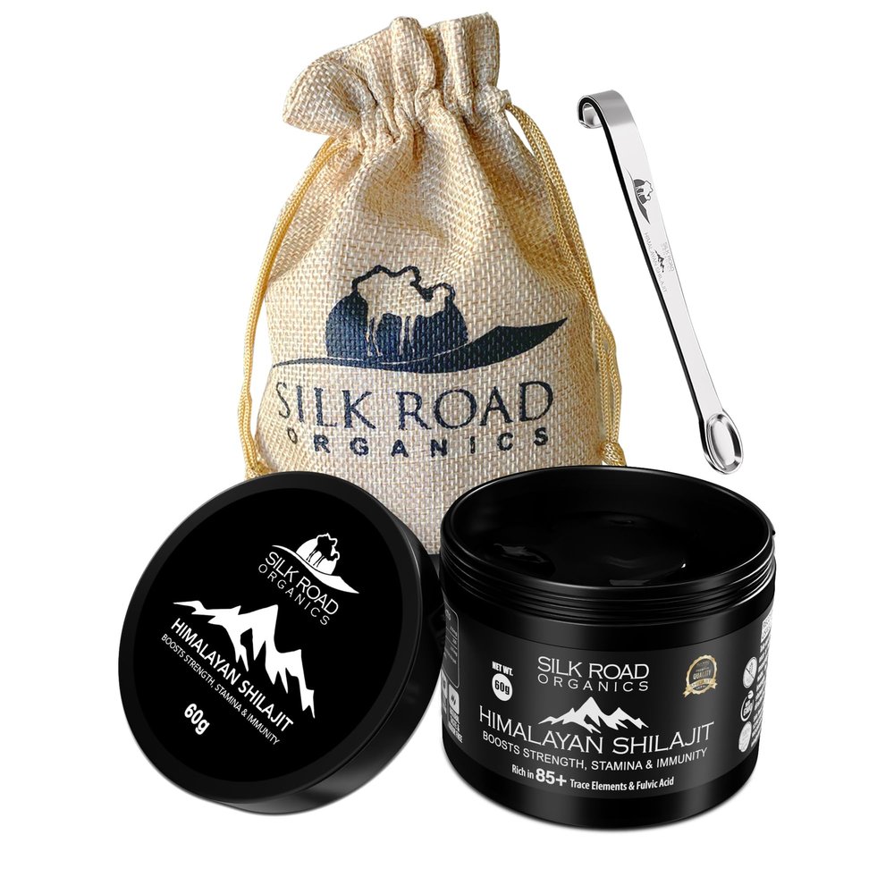 Natural Himalayan Shilajit for Men and Women 60 gm Shilajit Soft Resin with Fulvic Acid and 85+ Trace Minerals for Metabolism, Immunity, Energy & Focus Gold Grade Shilajit with Measuring Spoon