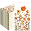 100 Pcs Fall Floral Guest Napkins Disposable Autumn Paper Hand Towels 3 Ply Thanksgiving Watercolor Wildflower Dinner Napkins for Harvest Wedding Birthday Flower Themed Party Supplies, 4.3 x 7.9 Inch view 1