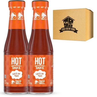 Hot Sauce Bundle. Includes Two 7.5 Oz of Taco-Bell Hot Sauce Bottle. For Taco Sauce, Salsa Hot Sauce, Burrito Wraps Sauce, and More! Mexican Hot Sauce with Good For My Home Box!