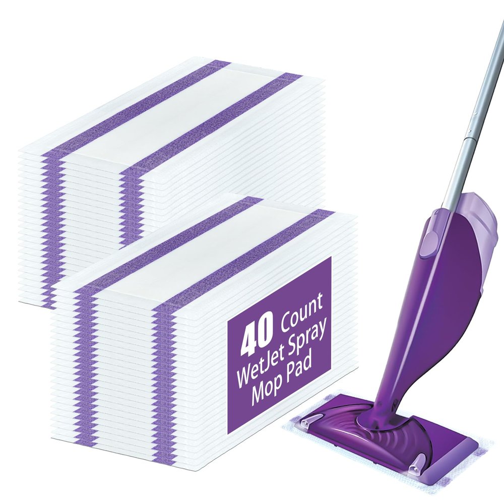 40 Pack Disposable Mop Pad Refills for Swiffer Wet Jet Dry&Wet Mopping Pad Compatible with Swiffer Wet Jet and Any Model of Velcro MopMulti Surface WetJet Pad for Floor Cleaning