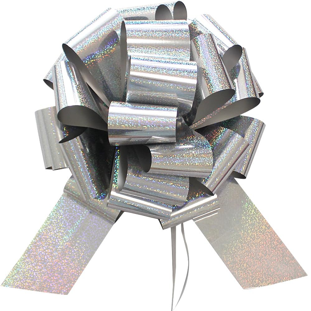 1Pc Giant Gift Bows,16 Inch Giant Car Bow Large Gift Bow Large Christmas Gift Refrigerator New House Bicycle and Party Decoration Giant Gift Packaging Bow (Silve)