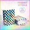 16Pcs Iridescent Checkered Race Car Party Favor Bags, Black and Iridescent Car Goodie Bags with Handles, Laser Plaid Kraft Paper Candy Gift Treat Bags for Kids Fast Race Car Birthday Party Decorations view 2