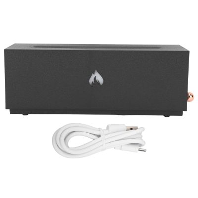3D Fireplace Appearance Flame Air Diffuser Colorful Flame Mist Aromatherapy Humidifier with Automatic Power Off for Bedroom Office (Black)