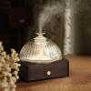 Glass Dome Essential Oil Diffuser with Glass Reservoir & Wood Base-Plastic Free, 200ml Ultrasonic Diffuser for Aromatherapy with Timer 7 Color Light Auto-Off for Home Office Yoga Dark Brown view 1