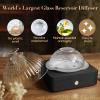 Glass Dome Essential Oil Diffuser with Glass Reservoir & Wood Base-Plastic Free, 200ml Ultrasonic Diffuser for Aromatherapy with Timer 7 Color Light Auto-Off for Home Office Yoga Dark Brown view 2