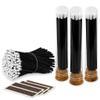 Decorative Matches in Mini Match Cloche Glass Jar Set | 4" Tuxedo Long Matches (100 Match Sticks) + 3 Cork Top Dome Glass Holders + Striker Stickers | by Thankful Greetings, USA view 1