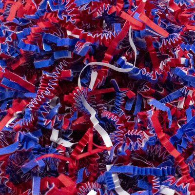 Stephanie Imports Made In USA 3-Ply Crinkle Cut Shredded Paper 2 lbs (Red, White & Blue Patriotic Blend)