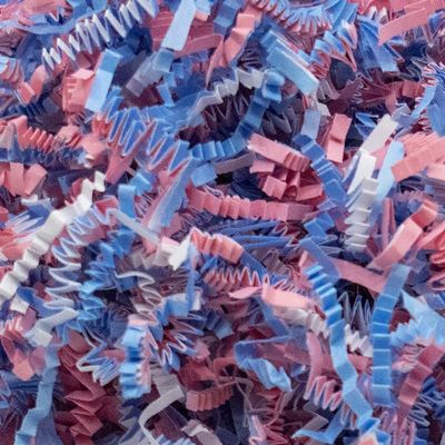 Stephanie Imports Made In USA 3-Ply Crinkle Cut Shredded Paper 2 lbs (Baby Blue and Pink Blend)