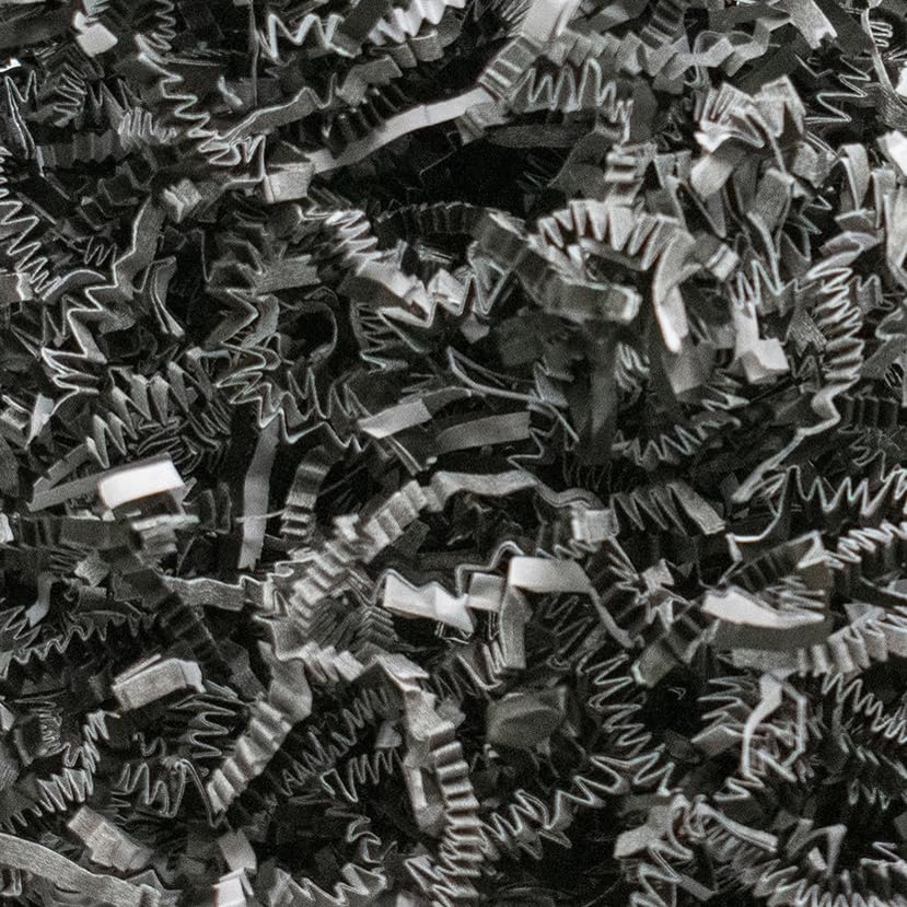 Stephanie Imports Made In USA 3-Ply Crinkle Cut Shredded Paper 2 lbs (Black, White & Gray Blend)