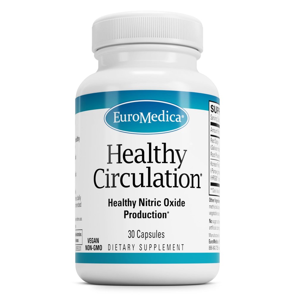 EuroMedica Healthy Circulation - Dietary Supplement for Healthy Circulation Support - Healthy Blood Flow & Heart Function Aid - Non-GMO & Vegan Capsules - 30 Capsules (30 Servings)