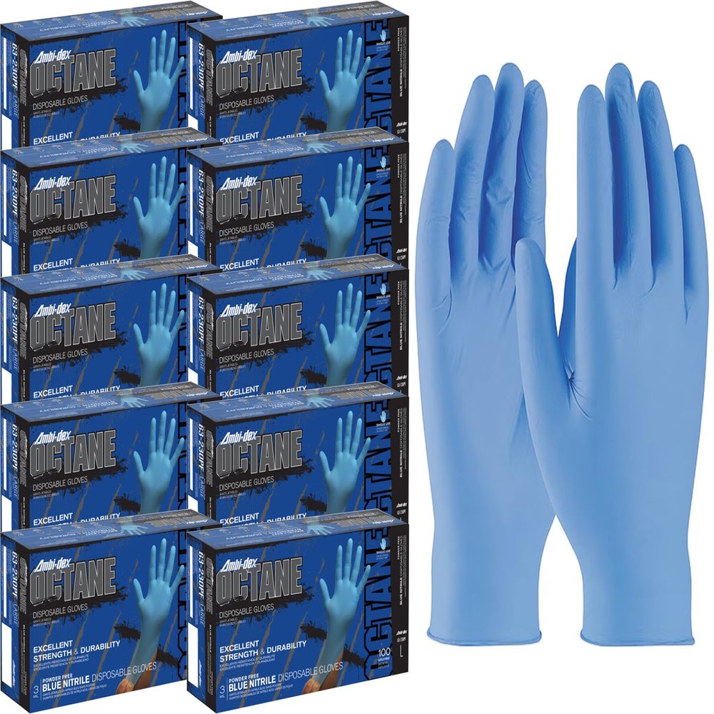 1000 Count Large Heavy Duty Disposable Nitrile Gloves Powder Free With Textured Grip 3 Mil