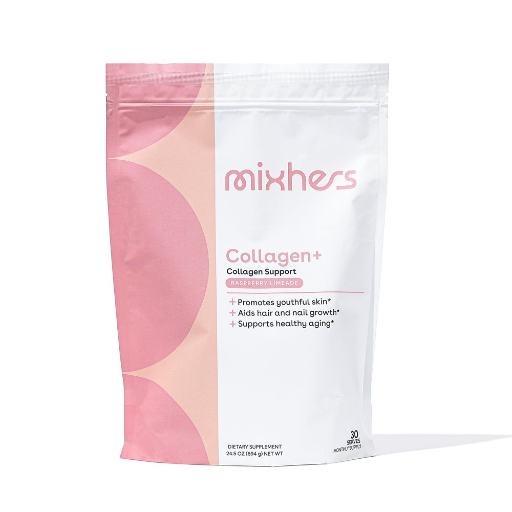 Mixhers Collagen Powder | 30-Day Supply | Blend with Marine Collagen, Protein Powder, Vitamin C, & Peptides | Skin, Hair & Nail Support for Women | Raspberry Limeade Flavor