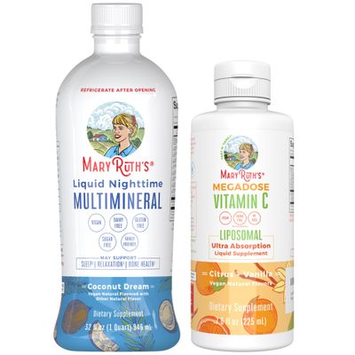 MaryRuths Nighttime Multimineral (Coconut) & Vitamin C Liposomal (Citrus & Vanilla) | Clean Label Project Verified | Supplement for Bedtime & Antioxidant | Vegan, Non-GMO, Gluten Free