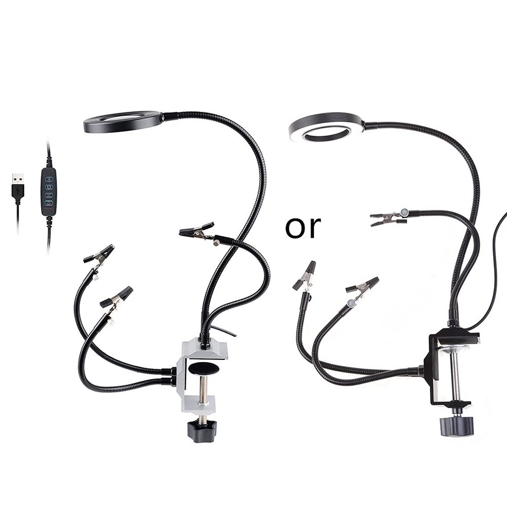 Third Hand Soldering Tools Flexible Aluminum Base 4 Arms Lamp PC-B Board Repair Jewelry Maker