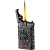 HUZHUAN Carved Dragon Antique Lighter, Cool Windproof Lighter, Reusable Kerosene Grinding Wheel Lighter, Suitable for Collection, Decoration, Gift, Gift (no Fuel)(Black) view 1