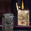 HUZHUAN Carved Dragon Antique Lighter, Cool Windproof Lighter, Reusable Kerosene Grinding Wheel Lighter, Suitable for Collection, Decoration, Gift, Gift (no Fuel)(Black) view 3
