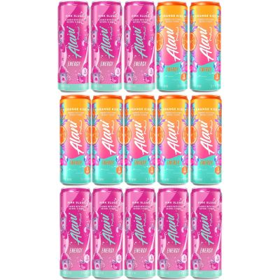 Alani Energy Drinks Variety Pack - (Pack Of 15) - 2 Different Flavors : Pink Slush and Orange Kiss - 12 fl.oz. Can - By The Munchie Mix
