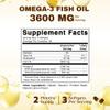 Vitamatic Triple Strength Omega 3 Fish Oil 3600mg Per Serving, 2160mg Omega 3 Fatty Acids, 1296mg EPA + 864mg DHA, Burpless Lemon Flavor, 180 Softgels view 2