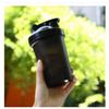 CHNLML Protein Shaker Bottle 400ML/16Oz w. Shaker Ball for Protein Shake, Shaker Bottle with Mixing Ball, Leak-Proof, BPA-Free, for Gym, Workout, Juice Mixer (Black/Black Body, 16Oz-400ML-1Bottle) view 1