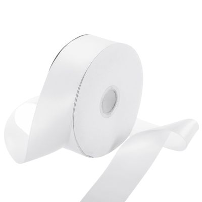 Rebower 1 1/2 Inch 50 Yard Satin Ribbon Thick Double Face Grosgrain Silk Ribbon, [for Gift Wrapping, Hair Bows, Wedding, Cake, Flower] - White