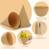 JarThenaAMCS 600Pcs Kraft Paper Snow Cone Cups 4 OZ Brown Cone Cups Disposable Shaved Ice Cups with Box for Shaved Ice Picnic Party Chocolate Desserts Packing Supplies view 3