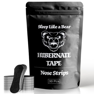 Hibernate Tape Nose Strips 30 count Sleep Better Nasal Strips Medical Grade Hypoallergenic Gentle Strips for Sensitive Skin Pain Free Removal Nasal Strips for Better Sleep, Black