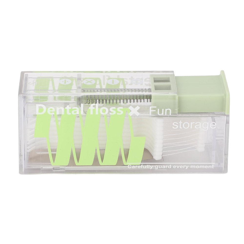 Dental Floss Dispenser Car Popping Small Portable Floss Pick Case with 10 Flossing for Travel Hotel (Green)