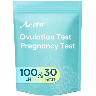 Areta Ovulation & Pregnancy Test Strips: 100 Ovulation Strips & 30 Pregnancy Tests Combo Kit | Accurate at-Home Fertility Tracker | Highly Sensitive Early Pregnancy Detection | 100 LH + 30 HCG