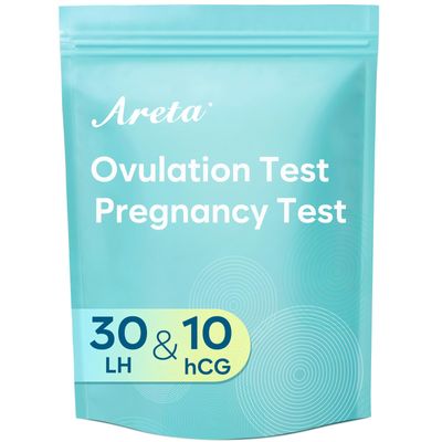 Areta Ovulation & Pregnancy Test Strips: 30 Ovulation Strips & 10 Pregnancy Tests Combo Kit | Accurate at-Home Fertility Tracker | Highly Sensitive Early Pregnancy Detection | 30 LH + 10 HCG